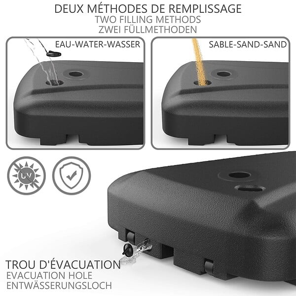 VOUNOT - Dalle de lestage pied de parasol déporté plastique à remplir - large