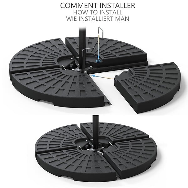 VOUNOT - Dalle de lestage pour parasol remplissage 52L 4 pcs Noires - large