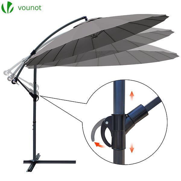 VOUNOT - Parasol deporte 3M Shanghai avec housse de protection gris - large