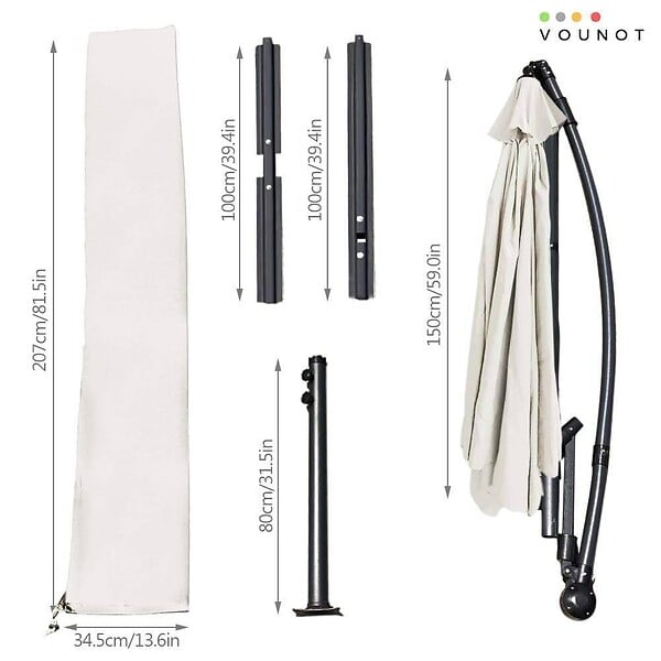 VOUNOT - Parasol deporte 3M avec housse de protection Beige - large