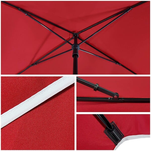 VOUNOT - Parasol rectangulaire 2x1.25m avec housse de protection rouge - large
