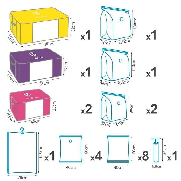 VOUNOT - Sac de rangement sous vide aspirateur Lot de 22 pcs - large