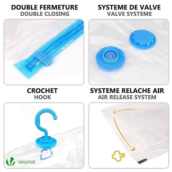 VOUNOT - Sac de rangement sous vide aspirateur Lot de 22 pcs - large