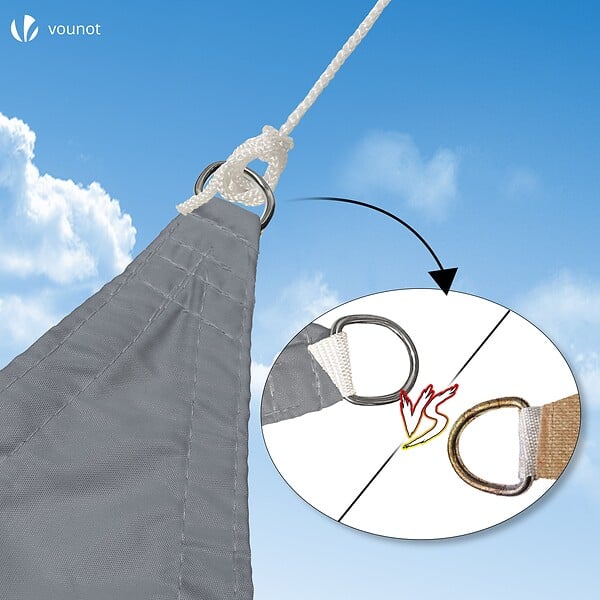 VOUNOT - Voile d’ombrage Triangle Imperméable Polyester avec Corde 3x3x3m Gris - large