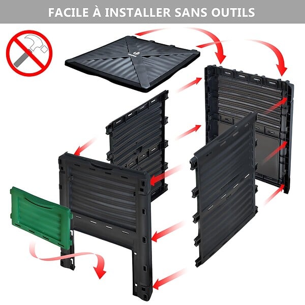 VOUNOT - Composteur de jardin 300L Qualité Supérieure pour Jardin Déchets - large