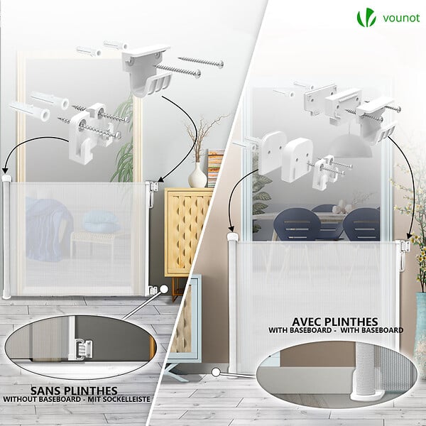 VOUNOT - Barriere de securite retractable 180cm blanc - large