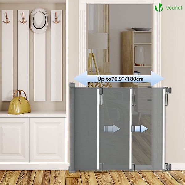 VOUNOT - Barriere de securite retractable 180cm gris - large