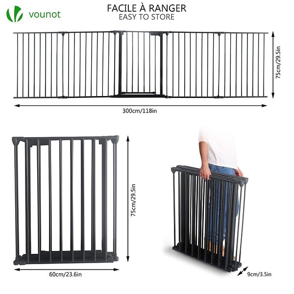 VOUNOT - Barriere de securite GRANDE VERSION 3M 5 panneaux Pre assemble - large