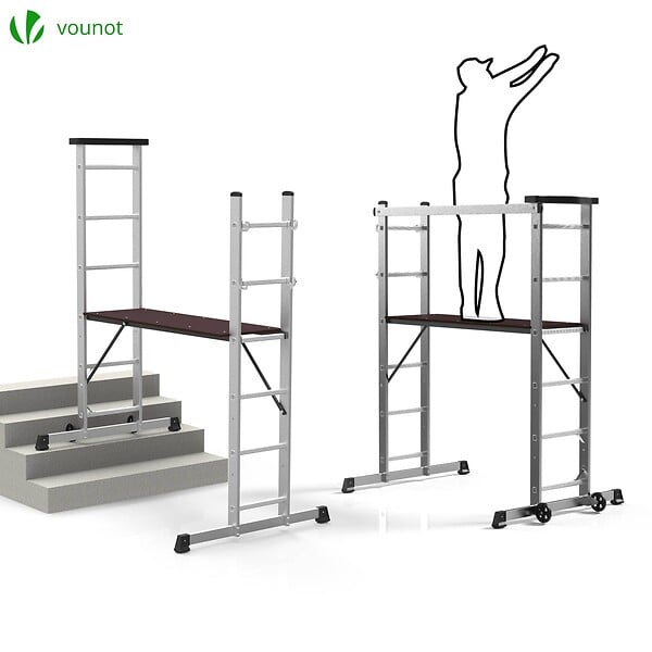 VOUNOT - Echafaudage roulant aluminium 3 en 1 - large