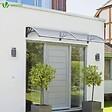 VOUNOT - Auvent de porte marquise 200x80 cm transparent en Polycarbonate anti UV Gris - vignette