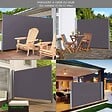 VOUNOT - Paravent retractable avec housse de protection 1.6x3m Anthracite - vignette