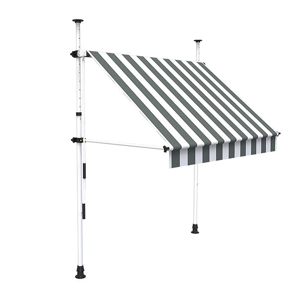 COTE STORE - Store à projection autoportant sans perçage 200 x 150 cm - Terrasse ou balcon - Blanc gris - large