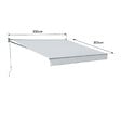 HAPPY GARDEN - Store banne SAULE 3,5 × 3m - Toile rayée blanche/grise et structure blanche - vignette