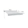 HAPPY GARDEN - Store banne SAULE 2,95 × 2,5m avec semi-coffre - Toile rayée blanche/grise et structure blanche - vignette