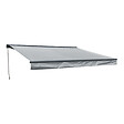 HAPPY GARDEN - Store banne SAULE 3,95 × 3m avec semi-coffre - Toile grise et structure grise - vignette