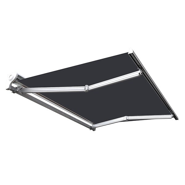 COTE STORE - Store banne manuel Demi coffre 3 x 2,5 m pour terrasse - Gris anthracite - large