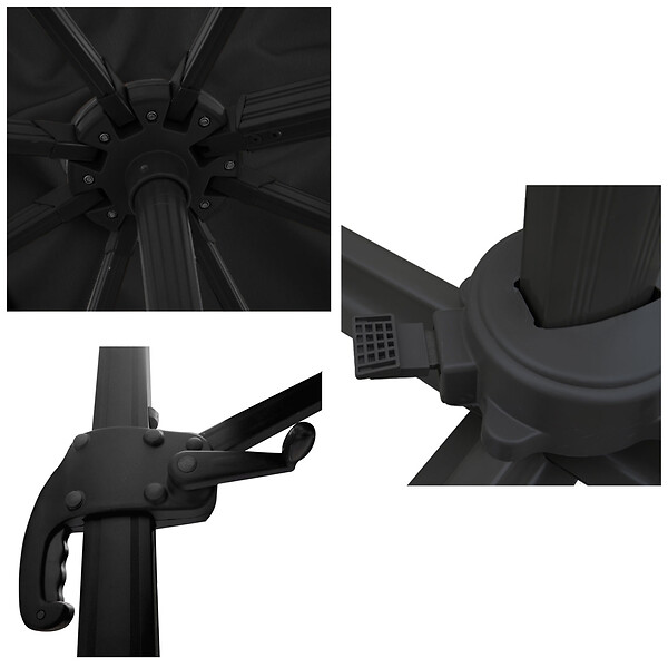 HAPPY GARDEN - Parasol déporté MOLOKAI carré 3x3m noir + housse - large
