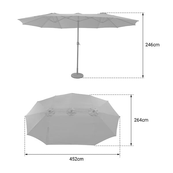 HAPPY GARDEN - Parasol double 2,7x4,6m LINAI gris - large