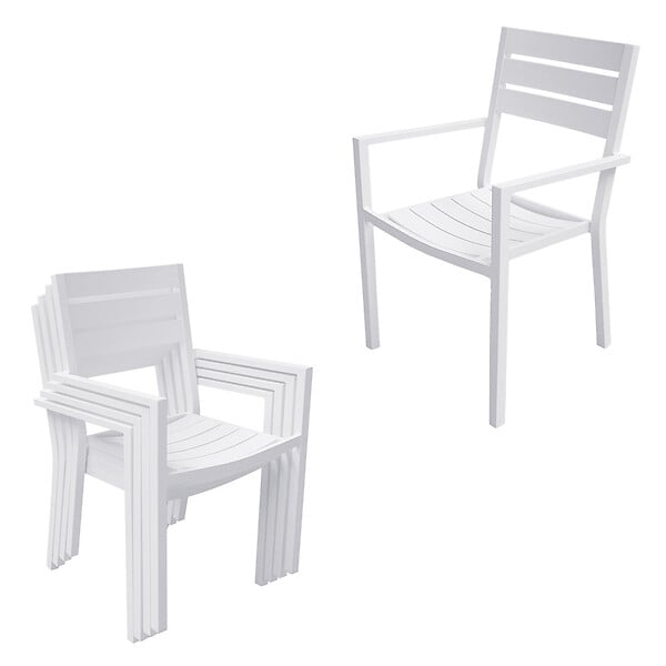 HAPPY GARDEN - Salon de jardin VENEZIA extensible 90/180 en aluminium blanc - 8 places - large