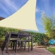 COTE STORE - Voile d'ombrage 5 x 4 x 4 m triangulaire 280g/m² - Haute densité résistante au vent - Tissu micro-aéré - Écru - vignette