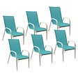 HAPPY GARDEN - Lot de 6 chaises MARBELLA en textilène bleu - aluminium blanc - vignette