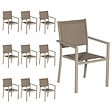 HAPPY GARDEN - Lot de 10 chaises en aluminium taupe - textilène taupe - vignette
