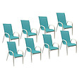 HAPPY GARDEN - Lot de 8 chaises MARBELLA en textilène bleu - aluminium blanc - vignette