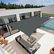 COTE STORE - Voile d'ombrage 5 x 3 m rectangulaire 280g/m² - Haute densité résistante au vent - Tissu micro-aéré - Gris - vignette