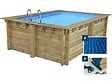 HABITAT ET JARDIN - Piscine bois rectangle " Caimans 120  " - 4.10 x 3.00 x 1.24  m + Bâche à bulles 180 µ - Bâche hiver 280 g/m² - vignette