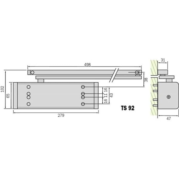 DORMAKABA - Corps pour ferme-porte bras à glissière finition noir TS 92 G - large
