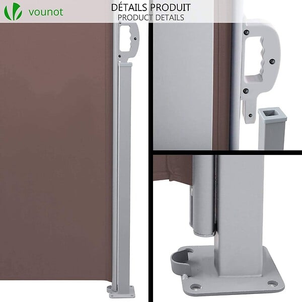 VOUNOT - Paravent retractable avec housse de protection 1.4x3m Marron - large