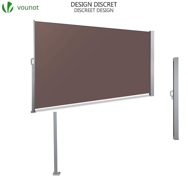 VOUNOT - Paravent retractable avec housse de protection 1.6x3m Marron - large