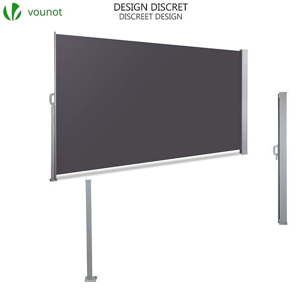VOUNOT - Paravent retractable avec housse de protection 1.6x3m Anthracite - large