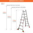 OUTIFRANCE - Echelle transformable 2 plans - Longueur 4m / pliée 1,2m - Hauteur escabeau 1,98m - BKPL/2 - vignette