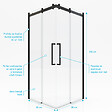 AURLANE - Porte de douche coulissante type industriel ouverture d'angle profiles noir mat - verre trempe 8mm - vignette