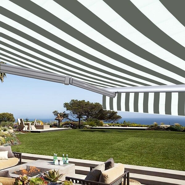 COTE STORE - Store banne manuel Demi coffre 2,5 x 2 m pour terrasse - Blanc gris - large