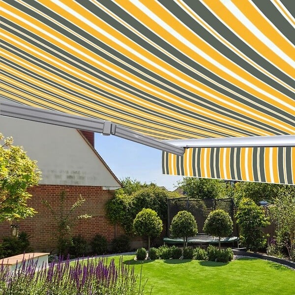COTE STORE - Store banne manuel 3,6 x 3 m Monobloc pour terrasse - Gris jaune - large