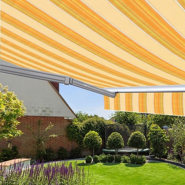 COTE STORE - Store banne manuel 4 x 3 m Monobloc pour terrasse - Jaune rayé - large
