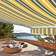 COTE STORE - Store banne motorisé et manuel 3 x 2,5 m Demi coffre pour terrasse - Gris jaune - vignette