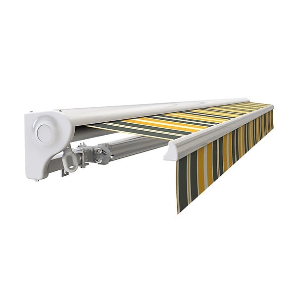 COTE STORE - Store banne motorisé et manuel 3 x 2,5 m Demi coffre pour terrasse - Gris jaune - large