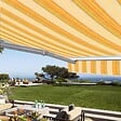 COTE STORE - Store banne manuel Demi coffre 3,6 x 3 m pour terrasse - Jaune rayé - vignette