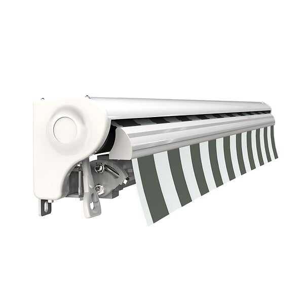 COTE STORE - Store banne motorisé et manuel 3,6 x 3 m Demi coffre pour terrasse - Blanc gris - large