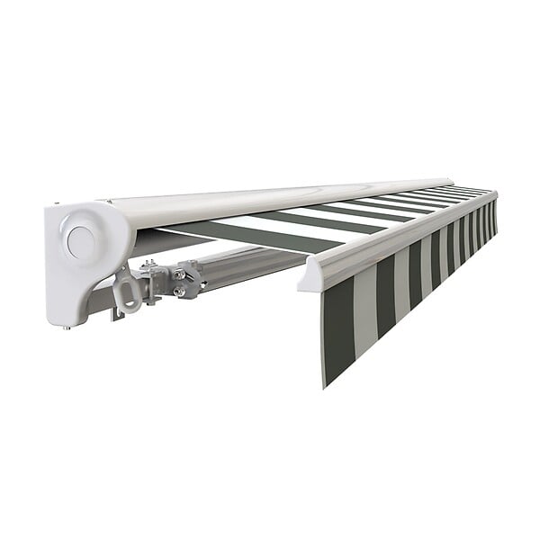 COTE STORE - Store banne motorisé et manuel 3,6 x 3 m Demi coffre pour terrasse - Blanc gris - large