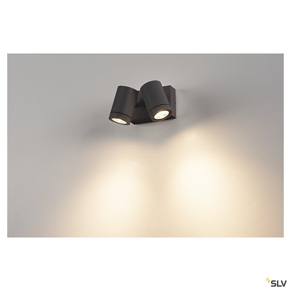 SLV - Applique et plafonnier extérieur SLV HELIA, double, anthracite, LED, 16W, 3000K, IP55, variable - large