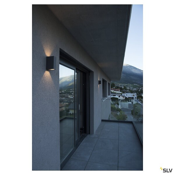 SLV - Applique extérieure SLV QUAD UP/DOWN, anthracite, avec LED intégrée, 8,6W, 3000K, IP44 - Hauteur 15 cm - large