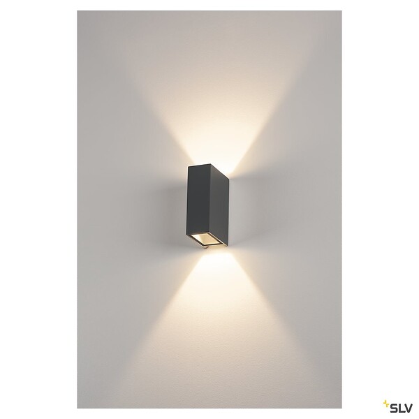 SLV - Applique extérieure SLV QUAD UP/DOWN, anthracite, avec LED intégrée, 8,6W, 3000K, IP44 - Hauteur 15 cm - large
