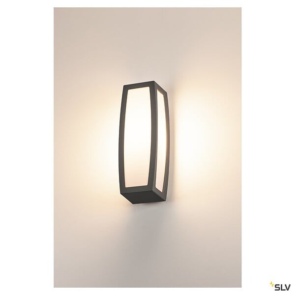 SLV - Applique extérieure SLV MERIDIAN BOX, diffuseur opalescent/anthracite, E27, 25W max, IP54 - large