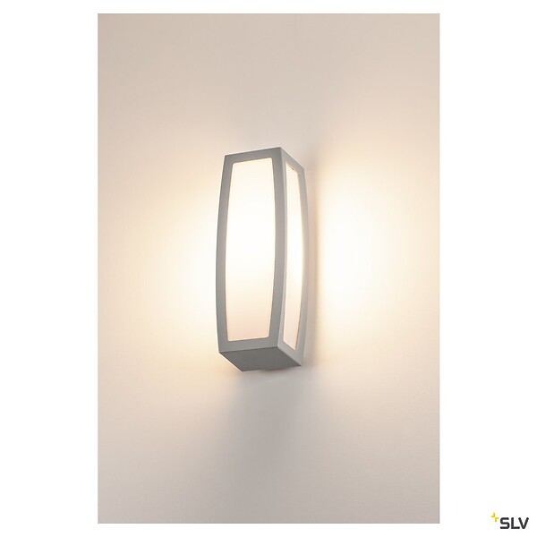 SLV - Applique extérieure SLV MERIDIAN BOX, diffuseur opalescent/gris, E27, 25W max, IP54 - large