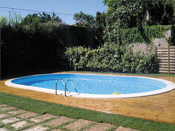 GRE - Piscine à enterrer ovale acier - Blanc - L.600xH.150xP.320cm - large