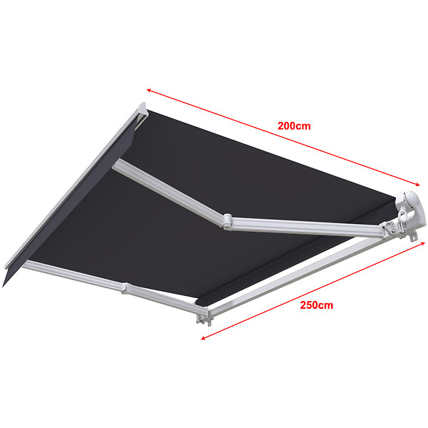 COTE STORE - Store banne manuel 2,5 x 2 m Monobloc pour terrasse - Gris anthracite - large